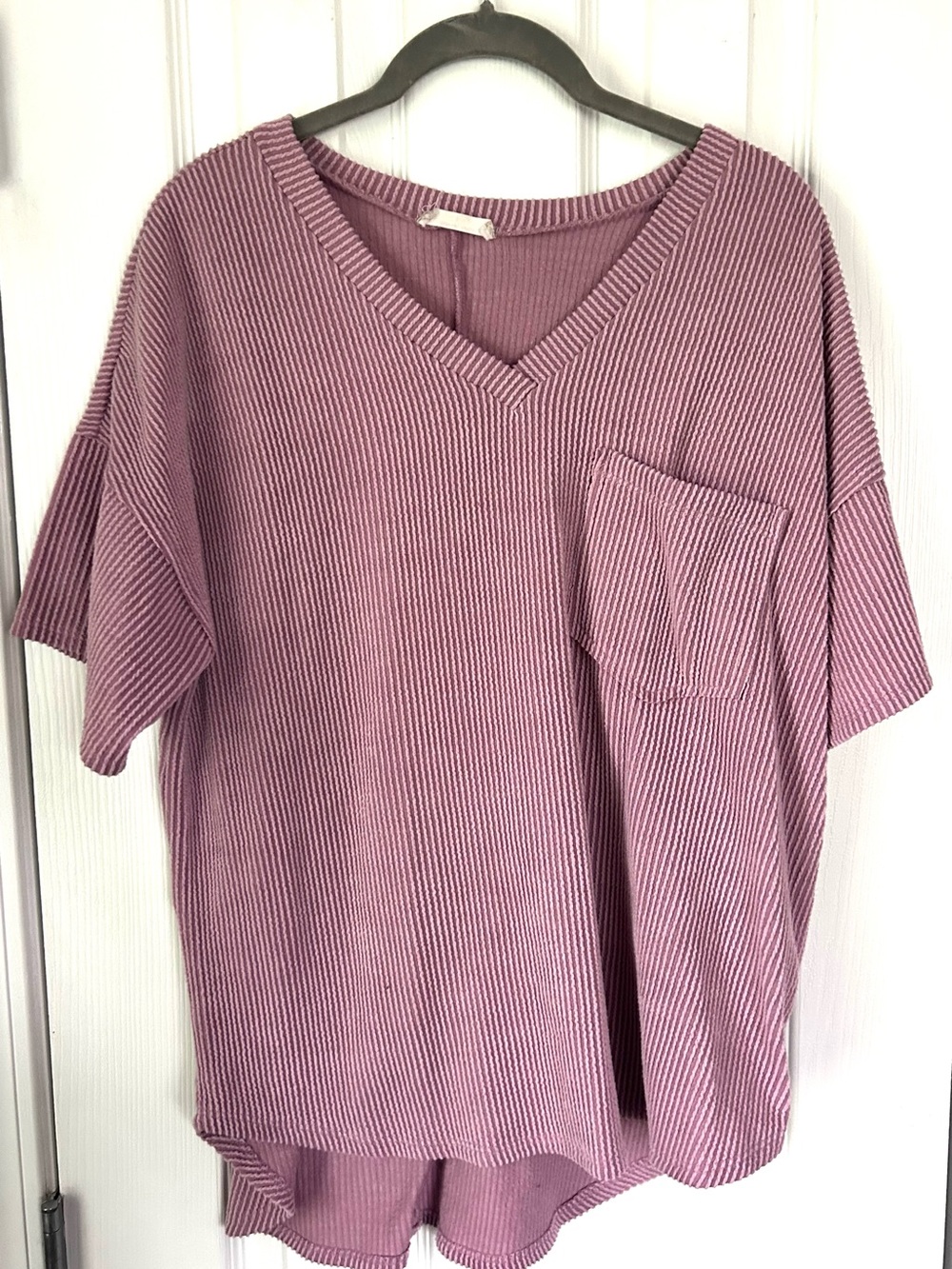 Altar’d State Mauve Ribbed Oversized Pocket Top Size Small